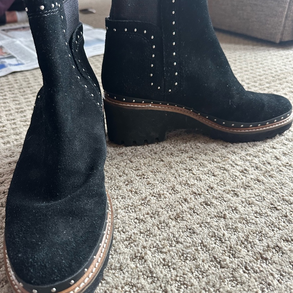 Dolce Vita Black Suede Ankle Booties with Studs
